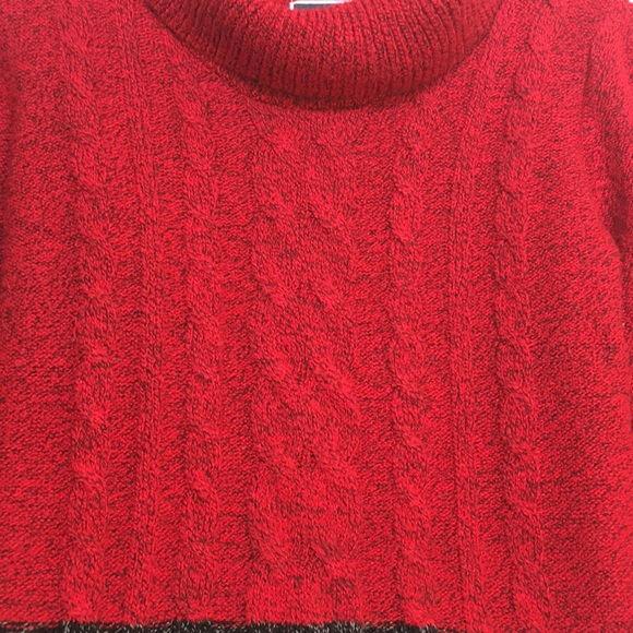 KAREN SCOTT Cable Knit Front Color Block Cowl Neck Sweater with Rib Knit Sleeves - Picture 10 of 14